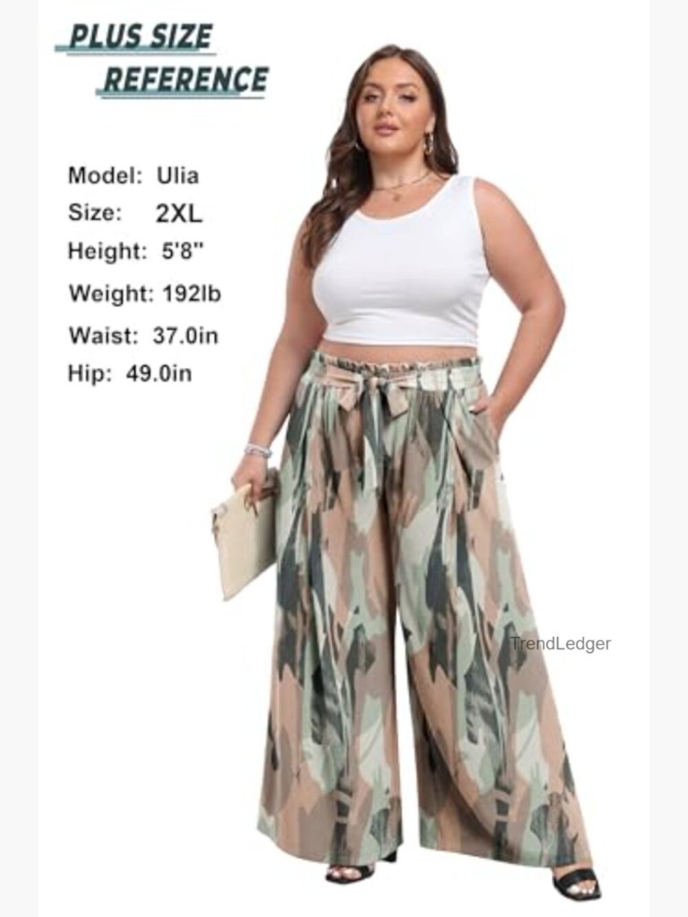 High Waisted Palazzo Pants with Pockets Wide Leg Trousers - Picture 4 of 7